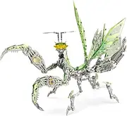3D Metal Puzzles for Adults, Giant Mantis Metal Model Kits, 3D Metal Puzzle Mechanical Praying Mantis Building Blocks, DIY for Assembly, High-End Birthday Gifts for Men[Green]
