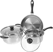 PAMINGONO 1Set Stainless Steel Cookware Lidded Soup Pot Small Saucepan Frypan for Daily Use Smooth Design for Safe Cooking