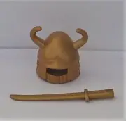 Playmobil 1 x Samurai Gold Helmet & Sword Viking/Knights/Roman Mint