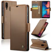 CaseMe Samsung Galaxy A20 Folio Wallet Case Cover Side Closure A205 [Brown]