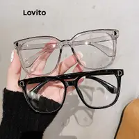 在飛比找蝦皮商城優惠-Lovito 休閒字母方形眼鏡網路名人女用眼鏡 LFA053