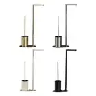 Contemporary Toilet Roll Holder with Brush Stand for Home Restroom Daily Use