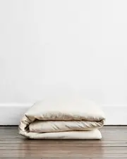 Oatmeal & White Stripe 100% French Flax Linen Duvet Cover