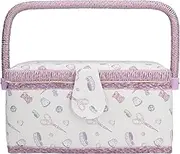 Sewing Box Organizer, Premium Material, Wide Application, Good Order, Classic Appearance, Portable Size - with Pincushion and Mini Pocket - Purple, Ideal Gift