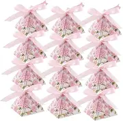 OSALADI 25 Sets Pyramid Shape Wedding Candy Wrapping Boxes Elegant Paper Favor Boxes for Parties for Sweets Treats and Celebrations for Weddings Birthdays and Anniversaries