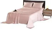 Aulaire 60s / 800TC 100% Bamboo Lyocell Fabric Bedsheet Set (Double Size) (Soft Pink, Double)