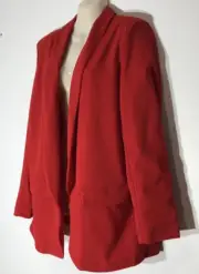 Red Long Sleeves Lined Open Jacket / Collar Boohoo New/ Tags Polyester