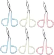 FRCOLOR 6Pcs Stainless Steel Eyebrow Tweezers Portable Makeup Scissors for Eyebrow and Eyelash Grooming Easy to Clean Durable and Design for Everyday Use
