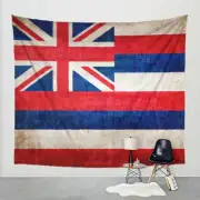 Hawaii Flag Tapestry Distressed Fabric Art Print Wall Hanging - Hawaiian Flag
