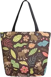 ZzWwR Chic Pattern Print Big Handle Bag Extra Large Shoulder Tote Bag for Beach Travel Weekender Gym Grocery Shopping, Monkey, Extra Large