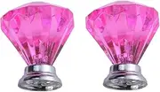 Decorative Knob 2 Pcs 1.37 * 1.22Inch Color Crystal Transparent Cabinet Drawer Door Acrylic Single Hole Diamond Handle Rose Red Silver Bottom