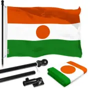 Combo Pack: 6 Ft Tangle Free Aluminum Spinning Flagpole (Black) & Niger