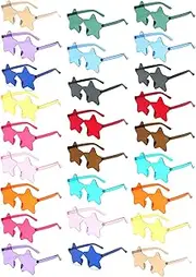 WNSIRVY 12/26 Pairs Rimless Star Shaped Sunglasses Transparent Glasses Bulk Fun Sunglasses for Pool Decorations Party Favors