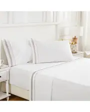 Mlange Home Percale Classic Double Border Sheet Set