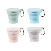 Portable Silicone Foldable Cup with Carabiner Heat Resistant Collapsible Cups