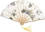 MAGICLULU Silk Cloth Fan Handheld Flower Fans Silk Cloth