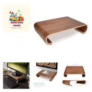 Wood Monitor Stand Riser - Computer Desk Organizer Desktop Dock Wooden Mount ...