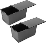 Happyyami 2pcs Oven Tin Black Mould Lids Loaf Molds Creative Tool Toast Corrugated Serving Carbon with Pie Dough Non- Food Cover Rectangular Dessert Bread Brownies Iron Cakes Household G