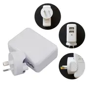 ASTROTEK USB Travel Wall Charger AU Power Adapter Plug 5V 2.1A 100V-240V 2 Ports White Colour