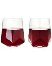 Viski Raye Set of 2 Faceted Crystal Wine Glass