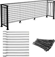 E&K Sunrise 35" x 50' Privacy Fence Screen Mesh for Balcony Porch Deck Outdoor Protection Fencing Shield Net Patio Pool Backyard Rails Balcony-Gray/White-200GSM-Customized