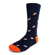Urban Peacock Men's Novelty Fun Crew Socks: Spaceship: Space: Navy Blue - 1 Pair