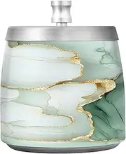 Marble White Sage Green Stainless Steel Cigarette Ash Tray with Lid for Home Patio Restaurant, Smokeless Portable Cigar Table Ashtray or Home Garden Decor