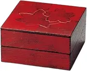 J-kitchens Excursion Lunch Box (Bento Box), Made in Japan, Wooden, Shikishi Shunju Upholstery, 70 Two-Tiered Hors D'oeuvres, Negoro (1 Pair), 8.4 inches (21.3 cm), For Osechi