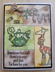 Handmade Get Well Card -Retiform Style with Life Stamps and Ribbon Embellishment