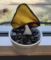 Handcrafted Stained Glass Mushroom In A Cup By Laura VanArsdale 5”H, 3.25”W