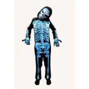 X-Ray Blue Bones Skeleton Black Jumpsuit Mask Gloves Set Cosplay Kid Costume NEW