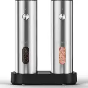 Rechargeable Electric Salt & Pepper Grinder Set with LED Light & Adjustable Coar