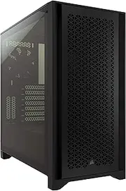 [Corsair] 4000D Airflow Tempered Glass Mid-Tower ATX Case (High-Airflow Front Panel, Tempered Glass Side Panel, RapidRoute Cable Management System, Spacious Interior, Two Included 120 mm Fans) Black