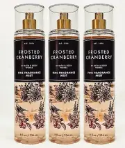 3 Bath & Body Works FROSTED CRANBERRY Fine Fragrance Mist Body Spray 8 oz