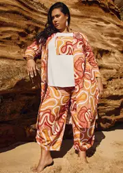 [TS] Taking Shape Elverina Garbara Linen Tie Pant Size 12 in Print - Plus Size Women's Clothing Print