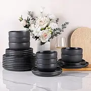 [AmorArc] Dinnerware Sets for 8, Wavy Rim Plates and Bowls Sets, Highly Chip and Crack Resistant | Dishwasher & Microwave & Oven Safe Dishes set, Service for 8 (24pc)