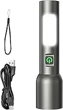 Led Flashlights High Lumens Rechargeable,LED USB Charging Aluminum Alloy Side Light Pointer | Telescopic Zoom Multi-Functional Long-Range Lighting, for Walking Dog