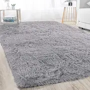 Soft Modern Indoor Large Shaggy Rug for Bedroom Livingroom Dorm Kids Room Home Decorative, Non-Slip Plush Fluffy Furry Fur Area Rugs Comfy Nursery Accent Floor Carpet 5x8 Feet, Grey