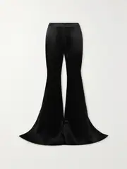 [ANN DEMEULEMEESTER] ANN DEMEULEMEESTER - Elfa Satin Flared Pants - Black - IT38 IT 38 Black