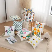 Embroidered Flower Throw Pillowcover Cotton Cushion Cover Sofa/Bed