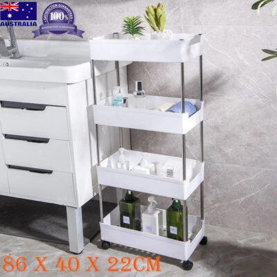 4 Tiers Kitchen Trolley Cart Steel Storage Rack Shelf Salon Trolley Organiser