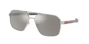 NEW Prada Linea Rossa 55WS Sunglasses 1BC07F Silver 100% AUTHENTIC