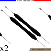 Tartar Plaque Remover Dental Teeth Calculus Dentists Scaler Black Silicon Set X2