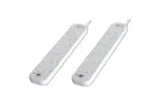 2x Power board 6 Way Sockets Outlets Surge Protector Single Switched Powerboard