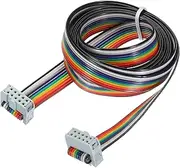 uxcell 1 Pcs 10 Pin Flat Rainbow Ribbon Cable FC/FC Female Connector 4.9FT 2.54mm Pitch Breadboard Jumper Wires for Electronic Projects