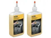 Fellowes 2 Pack Yellow Shredder Lubricant Oil 12 oz for Cross Cut Micro Cut