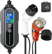 Portable Type 2 Charging Cable 5 PIN RED CEE 32A 7.2KW Model 2 Adjustable Current 10A/16A/20A/24A/32A, IP65 Max Waterproof Level, EV Home Ev Charger Type 2