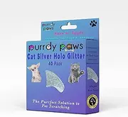 40 Pack Soft Nail Caps for Cat Claws Silver Holographic Glitter Medium
