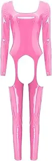 [GRRKDFQ] Women's Sports Underwear Crotchless Long Sleeve Open Crotch Jumpsuit