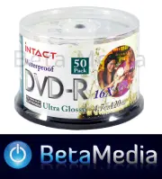 200 x INTACT Ultra Glossy Waterproof Blank DVD-R 16X Full Hub Printable DVD R